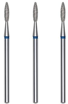 STALEKS PRO set med 3 diamantfräsar för nagelband, 2,1 x 0,8 mm rundad flamform (medelkorn)