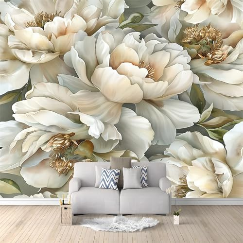 Papier Peint de Photo Fleur De Pivoine Florale 350x256 cm Papier Peint Panoramique Papier Peint intissé Murale Pour Chambre De Fille, Garçon, Chambre De Bébé Salon Chambre Décor