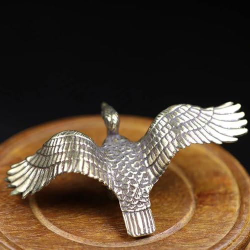 DUOLAIYUNSO Bronzefigur, 9 x 3 cm, antikes Kupfer, fliegender Adler, kleine Statue, Tierskulptur, Retro-Messing-Figuren, Miniaturen, Desktop-Ornament, Feng Shui-Dekoration