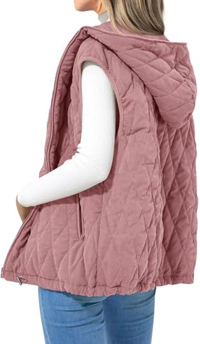 ZRYAZQ Damen Weste Winter mit Kapuze Steppweste Damen Leicht Westen mit Reissverschluss und Taschen Pufferweste Leichte Ärmellos Daunenweste Hell Winterjacke Warm Übergangsjacke Elegant Steppmantel