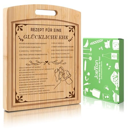 Joeyan Geschenk Hochzeit Personalisiert, Hochzeitsgeschenke für Brautpaar, Schneidebrett Holz Hochwertiges 2cm Dicke BPA-Free Groß 40*30CM, Hölzerne Hochzeit Geschenk für Paare Pärchen Jahrestag Beide