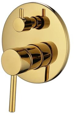 Grifo de ducha mezclador de válvula de ducha desviador de 2 vías oculto de latón macizo redondo cromado negro accesorios de baño grifos de agua(Brushed Rose Gold)