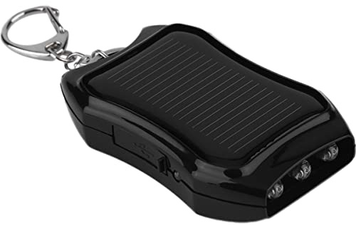 BOBASH Solar Power Bank Keychain 1200mAh Solar Charger Keychain with 3 LED Mini Portable Solar Panel Charger Camping Survival Emergency Gear for Cellphone MP3 Player Tablet(black)