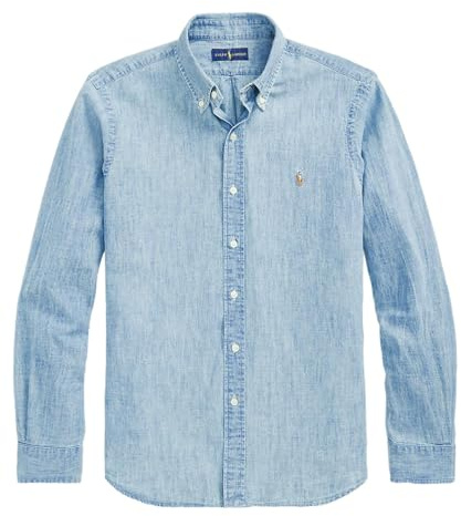POLO RALPH LAUREN Men's Classic Oxford Long Sleeve Sport Shirt, Rl Light Chambray, XL