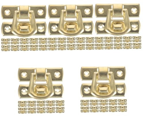 Gadpiparty 5 Sätze Holzkastenschnalle Kleine S-haken Schmuckschatullen Schnallen Verriegelungshaken Kassenschublade Kleiner Haken Mini-safe Kofferverschluss Yellow Zinklegierung 20 Stück * 5