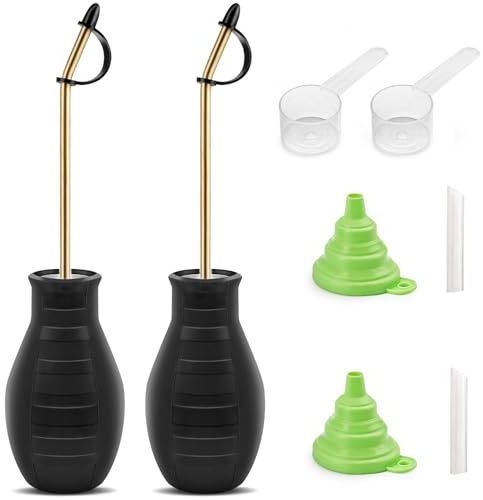 Sbestily Large Bulb Powder Duster, 2PC Diatomaceous Earth Spreader for Garden and Indoor Insect Treatment, Handheld Dust Applicator Spray Bottle with Long Copper Tube