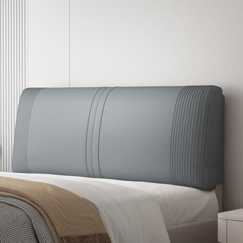 Großes graues Kunstleder-Kopfteilkissen für Schlafzimmer, wasserdicht, rechteckig, Wandkissen, Unterstützung mit einfarbigem Design, 180,3 cm, King-Size-Größe