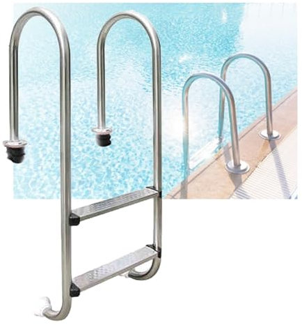 Swimming Pool Ladder,Easy Climb Pool Step with Handrails, 2 Steps Heavy Duty Pool Pedal Ladder for Indoor Pool Outdoor Pool(Pre-buried,2-Steps1.5mm)