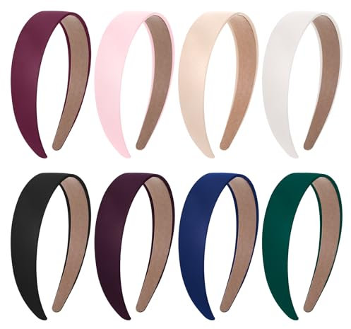 8 Stück Haarreifen Damen, Haarreif Breit mit Satinüberzug, Stilvolle & Rutschfeste Haarreifen Mädchen für Alltag, Partys & besondere Anlässe, Elastisch & Bequem, Elegantes Design für jedes Outfit