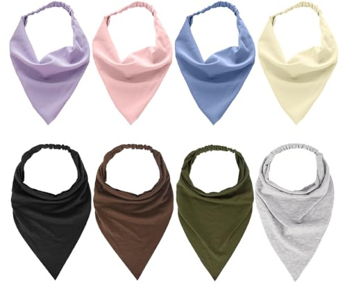 8 Pieces Of Triangle Headscarf, Comfortable And Versatile Headdress, Fashionable And Simple Headdress, Clothing Accessories, Elastic Headscarf.