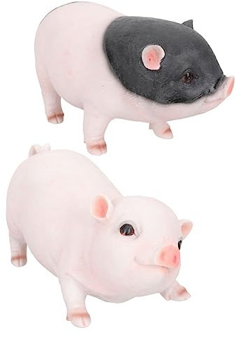 ERINGOGO 2stücke Resin Schwein Statue Dekoration Kreative Tierornamente Für Wohn Und Büroumgebungen Für Garten Und Wohnzimmer Pinky Und Flower Pig