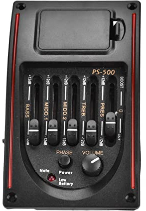 5 Band EQ Vorverst rker f r Akustikgitarre mit Phasenschalter Volumen Tonkontrolle Kunststoff Pickupsystem ideales Zubeh r zur Klangoptimierung Ihrer Gitarre