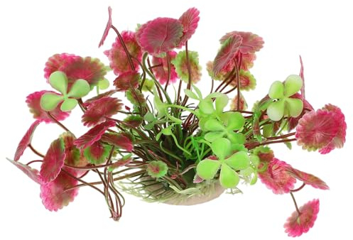 ABOOFAN Plante Artificielle Aquarium Violet Et Vert, Décoration Plastique 14x6x5 Cm, Ornement Lotus Doux, Compatible Eau Douce Et Salée, Décoration Aquarium Réaliste Et Naturelle