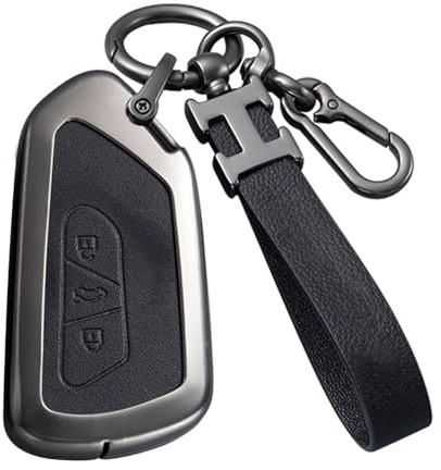 Autoschlüssel Hülle kompatibel mit VW Volkswagen D3 ID4, Seat Leon, MK4, Golf 8, GTI, Skoda, Octavia Tarraco, Ateca 3 Tasten Legierung Hülle mit Schlüsselanhänger (Schwarzes Schlüsselgehäuse)