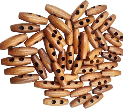 Holz-Knebelknöpfe, 50 Stück, Horn-Knebel, dunkelbraun, Holzknöpfe zum Nähen, Basteln, Nähen, Nähen, Kleidung, Handwerk, DIY-Zubehör