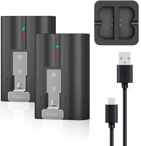 2 Pack Rechargeable Doorbell Batteries for Ring Video Doorbell 2/3/3Plus/4 with Charger Station, Quick Release Battery Replacement for Stick Up Cam and Spotlight Cam Battery 3.65V 6040mAh