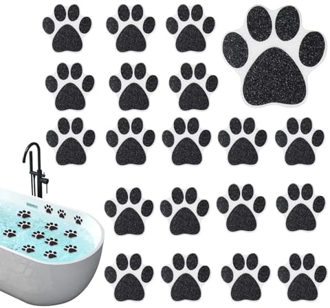 Youngwier Pegatinas antideslizantes para la bañera, 20 unidades en forma de huellas de perro, pegatinas antideslizantes para la ducha, para personas mayores, bebés, spa, niños, niños pequeños y