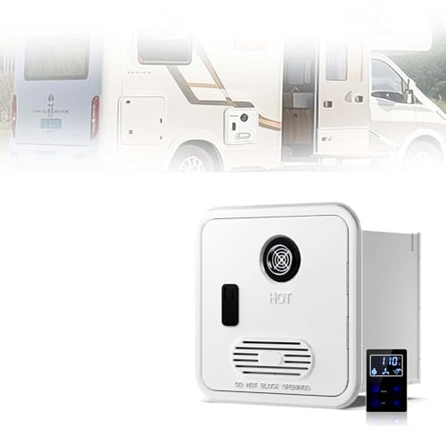 Chauffe-Eau Instantané Pour VR, 55,000 BTU, Sans Réservoir Gaz Propane Avec Télécommande, Alimentation 12V CC Certifiée CSA, Compatible Haute Altitude Pour Camping-Car Et Caravane(White)