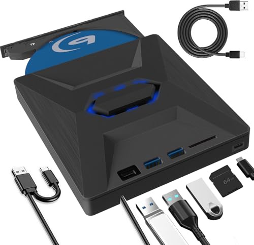 FJXMZQ Portable Lecteur Blu-Ray Externe - 8 en 1 Lecteur Blu Ray DVD/BD avec USB 3.0 Type-C, Lecteur Blu Ray Externe, 3D CD DVD Optical Bluray Drive pour PC Windows 11 10 8 7