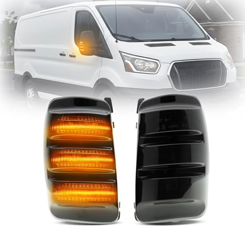 njssjd LED Spiegelblinker für Fo.rd Transit MK8 2014-2025 | Rückspiegel Blinkleuchte Rauchglas für Wohnmobil & Transporter, E-Prüfzeichen Plug & Play OEM Ersatz, 2 Stück LED Blinker