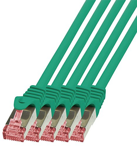BIGtec Lan Kabel 5 Stück 15m Netzwerkkabel Ethernet Internet Patchkabel CAT.6 grün Gigabit SFTP doppelt geschirmt für Netzwerke Modem Router Switch 2 x RJ45 kompatibel zu CAT.5 CAT.6a CAT.7 Stecker