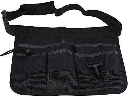 Amoq313 Garten Werkzeug Gürteltasche, Oxford-Stoff, 34x24cm, 6 Taschen, Verstellbarer Taillengürtel, Schwarz