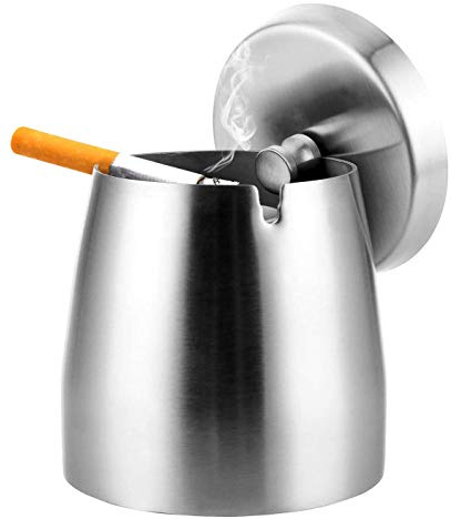 Posacenere,Posacenere da Esterno,Posacenere in Acciaio Inox,Portacenere Chiuso con Coperchio,Posacenere da tavolo antiscivolo,Portatile Sigarette Posacenere Antivento