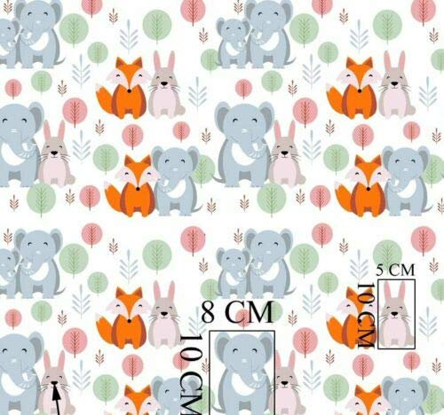 Baumwollstoff Kinderstoff Tiere Hase Fuchs Breite 160cm ab 50cm (2m)