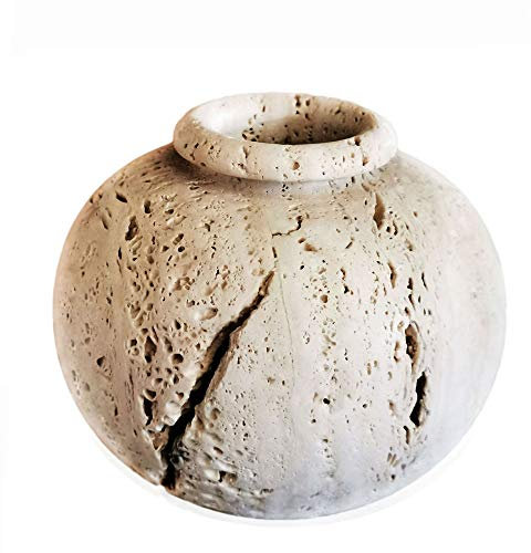 CBAM Vaso Travertino Sfera Made in Italy Sphere Travertine Vase Home Design 33x30 cm