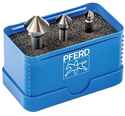 PFERD HSS-E Co5 25202155 - Juego de avellanadores cónicos/desbarbados (3 piezas, 90°, diámetro 6,3-16,5 mm, DIN 335 C, para avellanar tornillos de 90°)