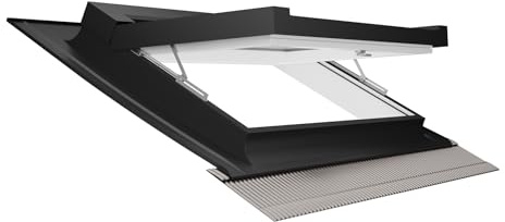 Emica - Finestra da tetto apertura Vasistas in Alluminio | Linea Habitat con Vetrata basso emissivo Certificata CE | Interno Legno Abete Colore Bianco | Spazi Abitativi(94x55 Base x Altezza)