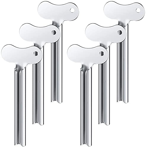 ZOCONE Toothpaste Squeezer, 6pcs Metal Tube Squeezer Key Stainless Steel Toothpaste Roller Tube Wringer for Paint, Cream, Cosmetic and Hair Dye(E)