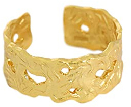 WLLDDDIU Ring Aus 925Er Sterlingsilber, Vergoldet, Breite Unregelmäßige Noppenfolienstruktur, Offen, Verstellbare Ringe, Ewigkeitsring, Schmuck, Geschenke Für Jungen, Mädchen, Männer, Frauen Ri