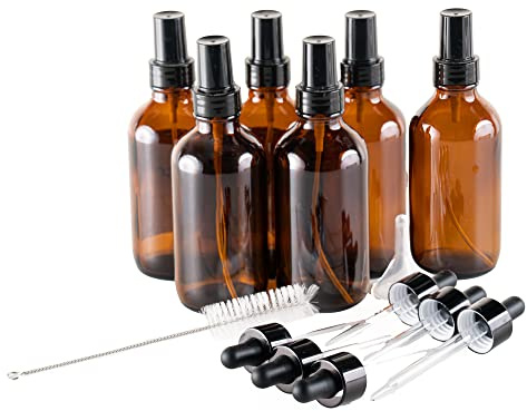 A Bar Above Cocktail Atomizer Spray Bottles and Dropper Set, Small Spray Bottle Set for Your Bar, Versatile Atomizer Glass Bottles, Small Bitters Bottle, Mini Bottles, Amber, 4 Ounces
