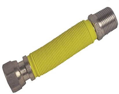 TUBO FLESSIBILE ED ESTENSIBILE PER GAS 210MM - RACCORDO 3/4 - IN ACCIAIO INOX - COLORE GIALLO