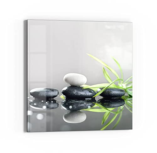 DEQORI Glas-Magnettafel | 50x50 cm groß | Motiv Naturstein Arrangement | Memo-Board aus Glas | Magnetboard inkl. Magnete, Stift & Tuch für Küche & Büro | Tafel magnetisch & beschreibbar