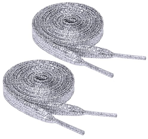 flintronic 2 Paia Lacci Piatti Glitter, Glitter Lacci per Sneakers Scarpe, Piatti per Adulti/Bambini-120cm