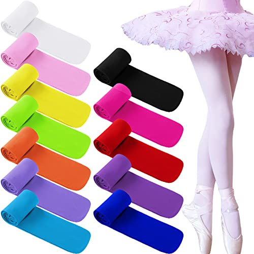 Handepo 12 Pcs Ballet Dance Tight Girls Halloween Footed Tights Soft Stockings for Girls Cosplay Performance(6-8 Years)