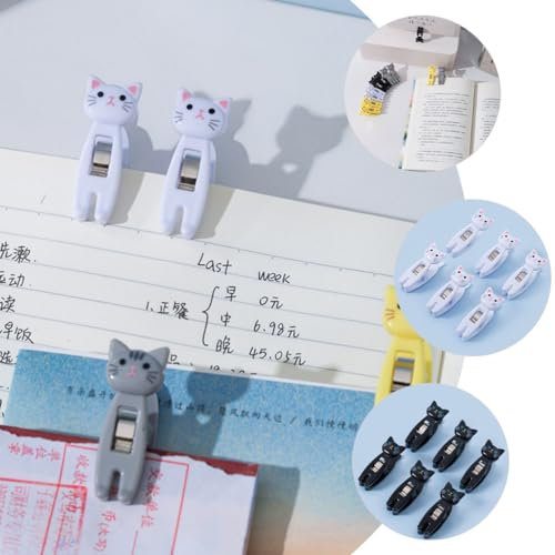 DOITOOL Pinzas para Ropa Pinzas para Ropa con Forma De Gato De 12 Piezas Pinzas para Bolsas con Clips Bonitos Pinzas para Alimentos Pinzas De Plástico para Colgar Pinzas para Ropa En El