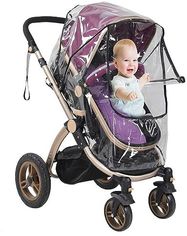 Voarge Regenschutz, Universal-Regenabdeckung gegen Regen und Wind, wasserdicht mit und Frontreißverschluss zum Öffnen,Kinderwagen