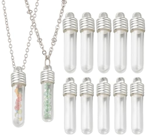 PH PandaHall 12 Sets Glasfläschchen Anhänger Mit Schraubverschluss Anhänger Zum Aufhängen Wunschflaschen Hohler Glasflaschen Charm Mit Silbernen Kappen Für Selbstgemachte Ohrringe