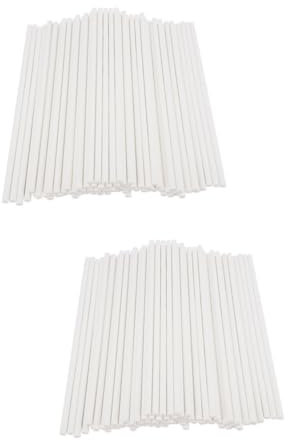 MAGICLULU 200pièces Bâtonnets De Papier Blanc pour Sucettes pour Gâteaux Et Bonbons pour Anniversaires Et Projets