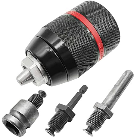 Xnuiasqe 1Set Keyless Drill Chuck 1/2-20UNF Mount 1.5-13Mm Metal with SDS-Plus 1/2Inch Wrench Adapter