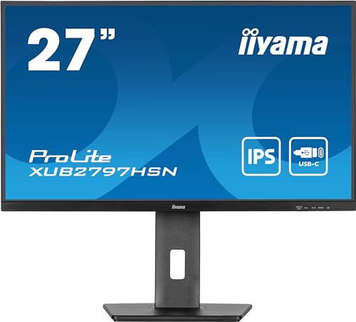 iiyama Prolite XUB2797HSN-B1 68,5cm 27 IPS LED-Monitor Full-HD 100Hz HDMI DP-in/Out DaisyChain USB3.2 USB-C Dock 65W LAN Slim-Line Höhenverstellung Pivot AdaptiveSync schwarz