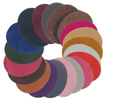 Ellenbogen-Patches aus Wildleder, ovale Knieflicken, 10,9 x 14 cm, selbstklebend/zum Aufnähen, Variety Pack für Bekleidungsreparatur, Pullover, Jacke, Hose und Hemd, Lochverstärkung, 24 Farben, 24