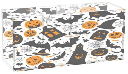 Pumpkins and Houses Acryl-Stifthalter, 4 Fächer, Stiftebecher, Make-up-Pinselhalter, Organizer