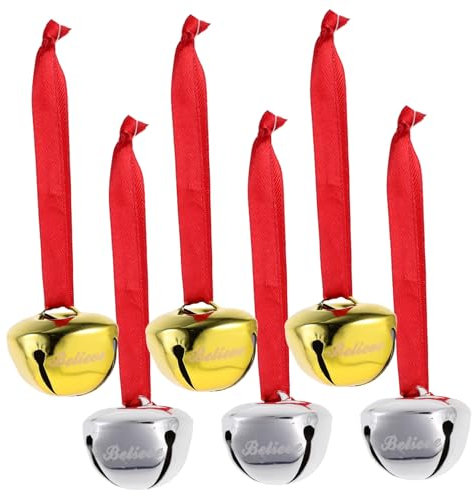 ULDIGI Weihnachtsglocken Metall 6 Stück Christbaumschmuck Zum Aufhängen Dekorative Hängedekoration Für Weihnachtsbaum Und Winterfeier