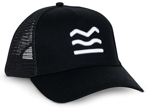 HUIIKE Cappello Uomo e Donna Nero Cappello Trucker Uomo de Maglia Traspirante | Cappellino con Visiera Estivo | Taglia Unica Regolabile Berretto Nero | Trucker Cap Camionista, Sport Baseball Cap