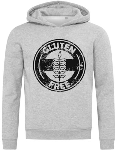 Sweat à capuche avec logo sans gluten en coton mélangé gris, gris, S