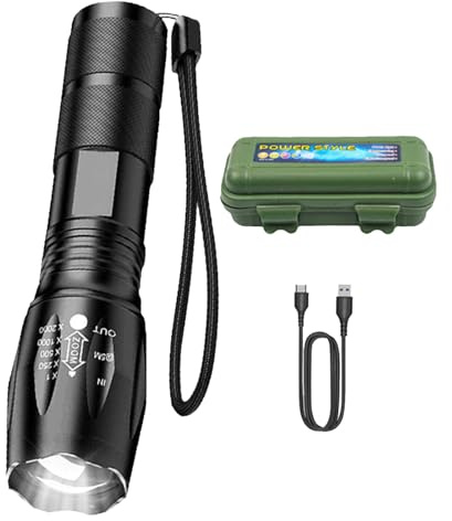LED linternas, pequeña linterna recargable - Luces de antorcha para exteriores Linternas pequeñas,Luz de pesca de mano recargable por USB, antorcha de camping para uso diario en interiores y exteriore